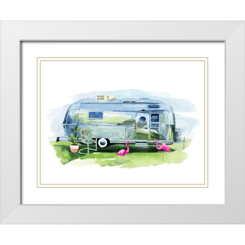 Happy Camper I White Modern Wood Framed Art Print with Double Matting by Warren, Annie