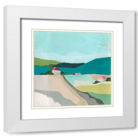 Farm Vista I White Modern Wood Framed Art Print with Double Matting by Vess, June Erica