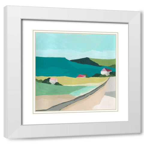 Farm Vista II White Modern Wood Framed Art Print with Double Matting by Vess, June Erica