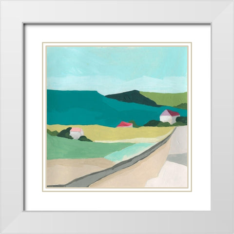 Farm Vista II White Modern Wood Framed Art Print with Double Matting by Vess, June Erica