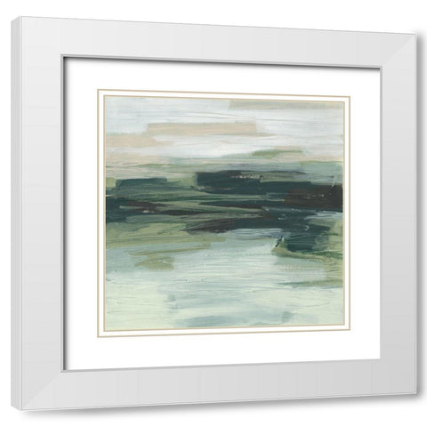 Moss Fields I White Modern Wood Framed Art Print with Double Matting by Vess, June Erica