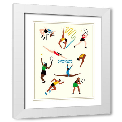 Olympians I White Modern Wood Framed Art Print with Double Matting by Barnes, Victoria