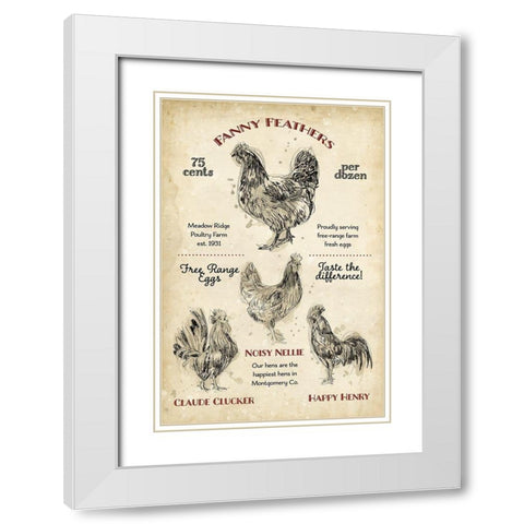 Hen House II White Modern Wood Framed Art Print with Double Matting by Studio W