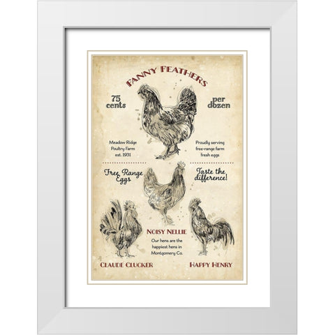 Hen House II White Modern Wood Framed Art Print with Double Matting by Studio W