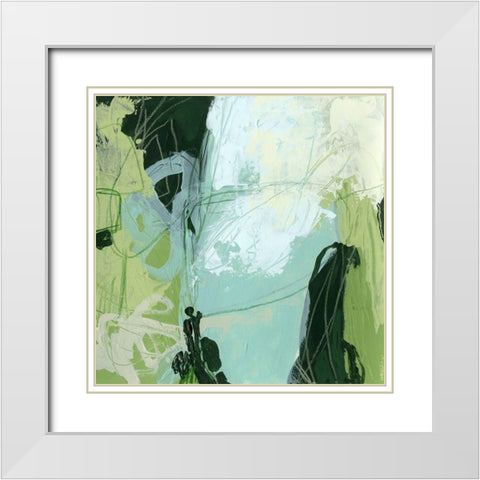 Verdant Vortex I White Modern Wood Framed Art Print with Double Matting by Vess, June Erica