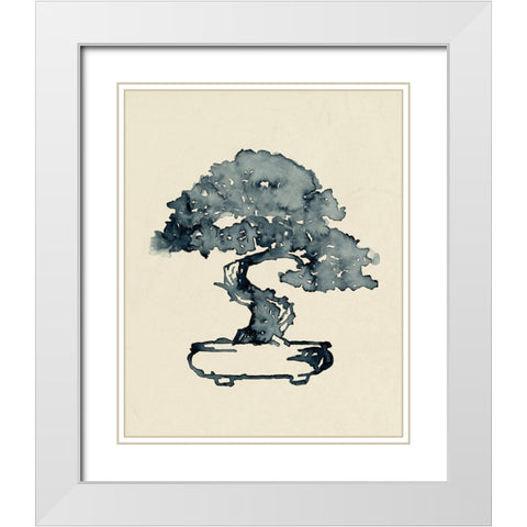 Indigo Bonsai I White Modern Wood Framed Art Print with Double Matting by Green, Jacob