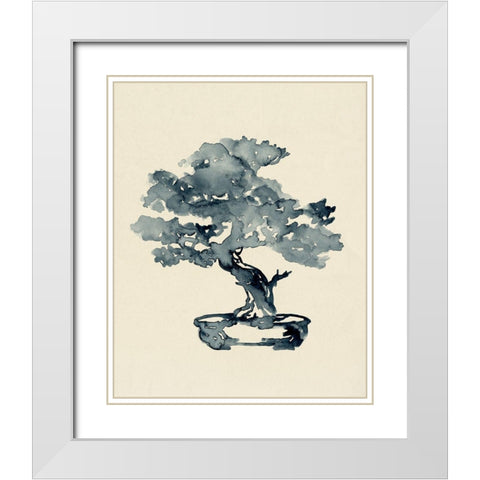 Indigo Bonsai III White Modern Wood Framed Art Print with Double Matting by Green, Jacob