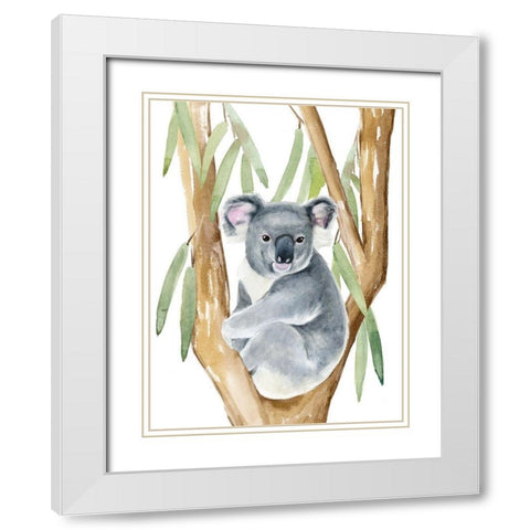 Woodland Koala I White Modern Wood Framed Art Print with Double Matting by Warren, Annie