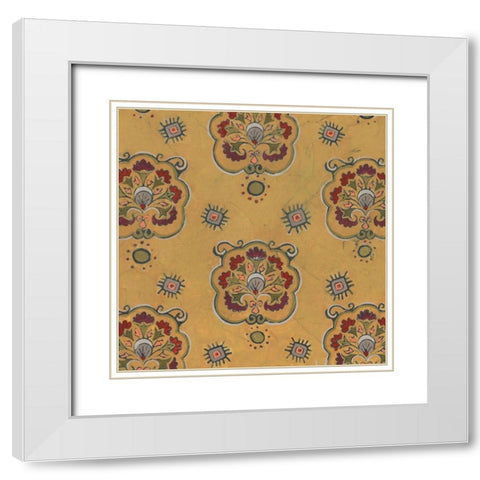 Ochre Tapestry IV White Modern Wood Framed Art Print with Double Matting by Vess, June Erica