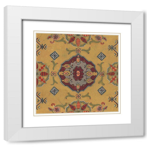 Ochre Tapestry VIII White Modern Wood Framed Art Print with Double Matting by Vess, June Erica