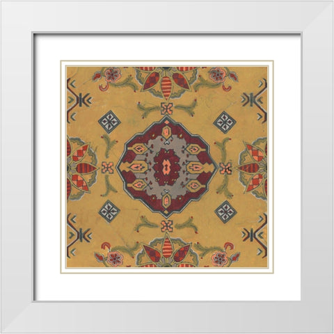 Ochre Tapestry VIII White Modern Wood Framed Art Print with Double Matting by Vess, June Erica