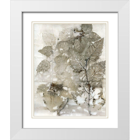 Birch Leaves I White Modern Wood Framed Art Print with Double Matting by Phillips, Kathryn
