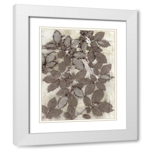 Rose Leaves White Modern Wood Framed Art Print with Double Matting by Phillips, Kathryn
