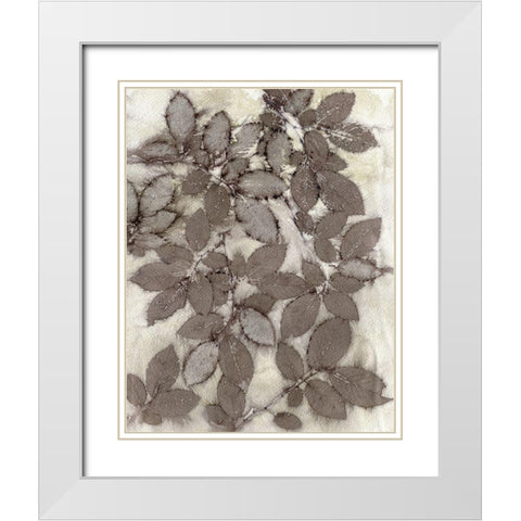 Rose Leaves White Modern Wood Framed Art Print with Double Matting by Phillips, Kathryn