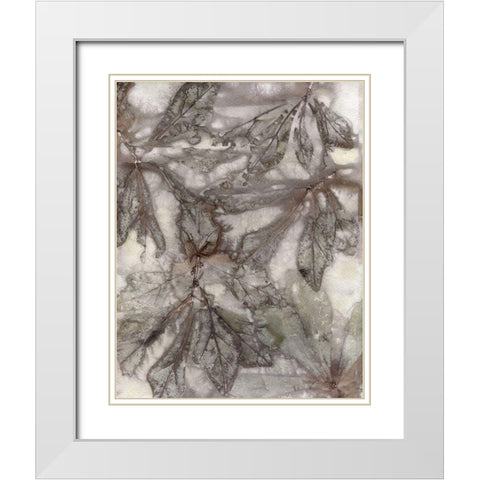 Water Oak Leaves White Modern Wood Framed Art Print with Double Matting by Phillips, Kathryn