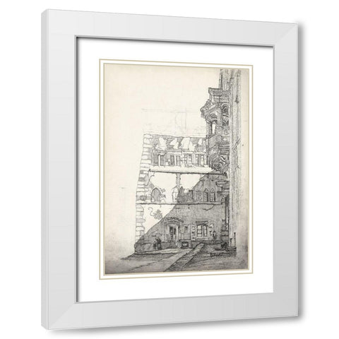 European Building Sketch I White Modern Wood Framed Art Print with Double Matting by Foust, Richard