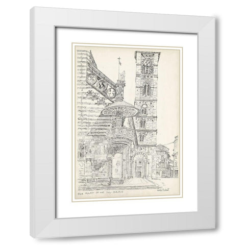 European Building Sketch II White Modern Wood Framed Art Print with Double Matting by Foust, Richard