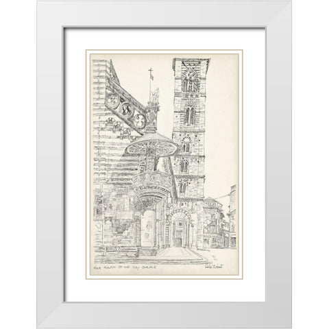 European Building Sketch II White Modern Wood Framed Art Print with Double Matting by Foust, Richard