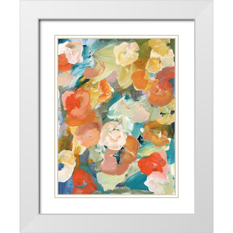 Country Flowers I White Modern Wood Framed Art Print with Double Matting by Fuchs, Jodi