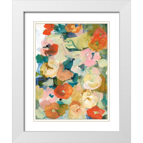 Country Flowers II White Modern Wood Framed Art Print with Double Matting by Fuchs, Jodi
