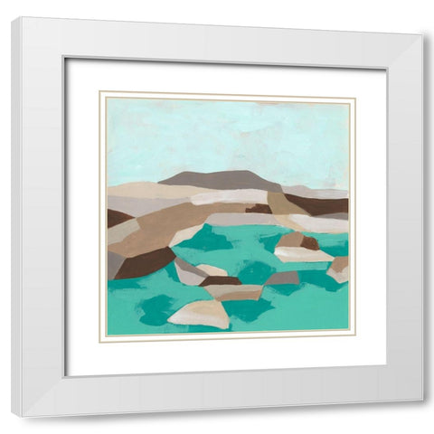 Geometric Shoals I White Modern Wood Framed Art Print with Double Matting by Vess, June Erica