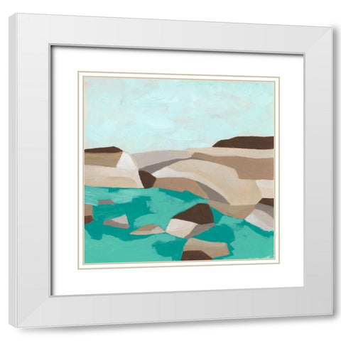 Geometric Shoals II White Modern Wood Framed Art Print with Double Matting by Vess, June Erica