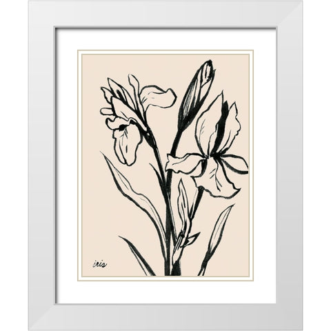 Iris Sketch IV White Modern Wood Framed Art Print with Double Matting by Popp, Grace
