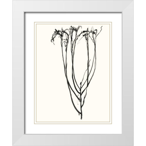 Naive Flower Sketch II White Modern Wood Framed Art Print with Double Matting by Goldberger, Jennifer