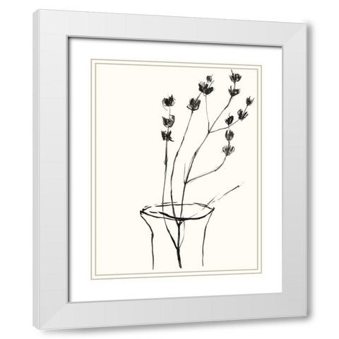 Naive Flower Sketch III White Modern Wood Framed Art Print with Double Matting by Goldberger, Jennifer