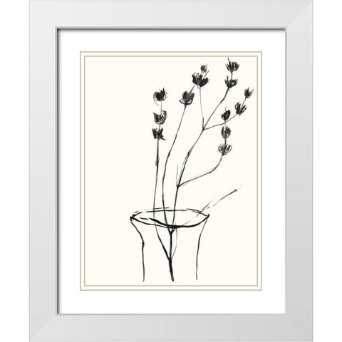 Naive Flower Sketch III White Modern Wood Framed Art Print with Double Matting by Goldberger, Jennifer