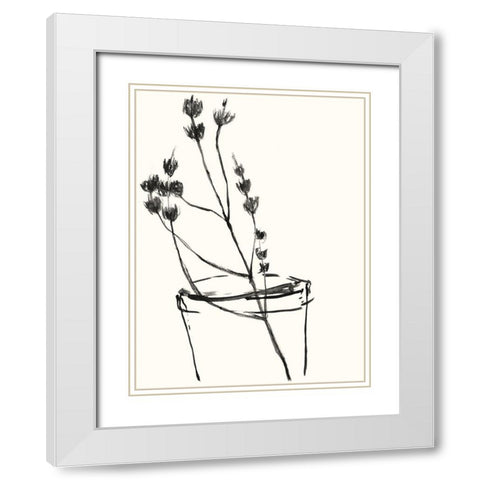 Naive Flower Sketch IV White Modern Wood Framed Art Print with Double Matting by Goldberger, Jennifer