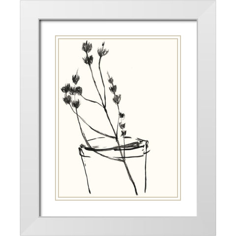 Naive Flower Sketch IV White Modern Wood Framed Art Print with Double Matting by Goldberger, Jennifer