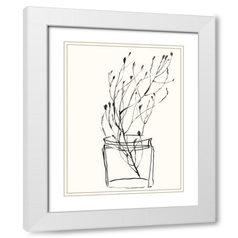 Naive Flower Sketch V White Modern Wood Framed Art Print with Double Matting by Goldberger, Jennifer