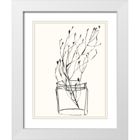 Naive Flower Sketch V White Modern Wood Framed Art Print with Double Matting by Goldberger, Jennifer