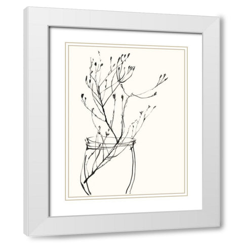 Naive Flower Sketch VI White Modern Wood Framed Art Print with Double Matting by Goldberger, Jennifer