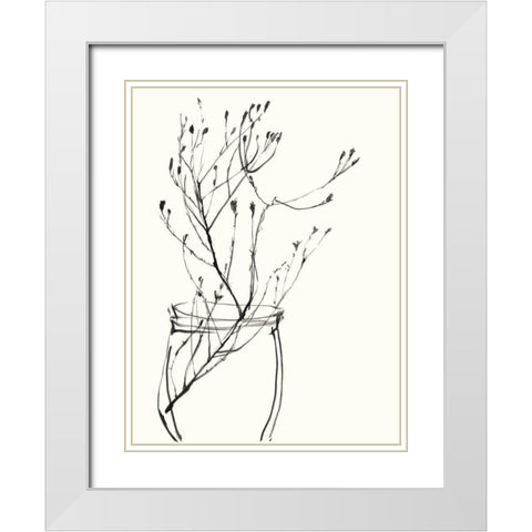 Naive Flower Sketch VI White Modern Wood Framed Art Print with Double Matting by Goldberger, Jennifer