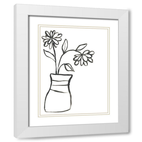 Budding Vase I White Modern Wood Framed Art Print with Double Matting by Vess, June Erica