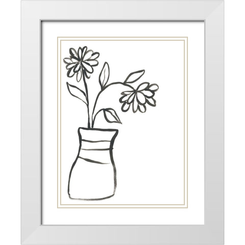 Budding Vase I White Modern Wood Framed Art Print with Double Matting by Vess, June Erica