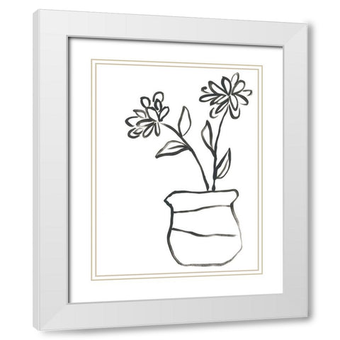 Budding Vase II White Modern Wood Framed Art Print with Double Matting by Vess, June Erica
