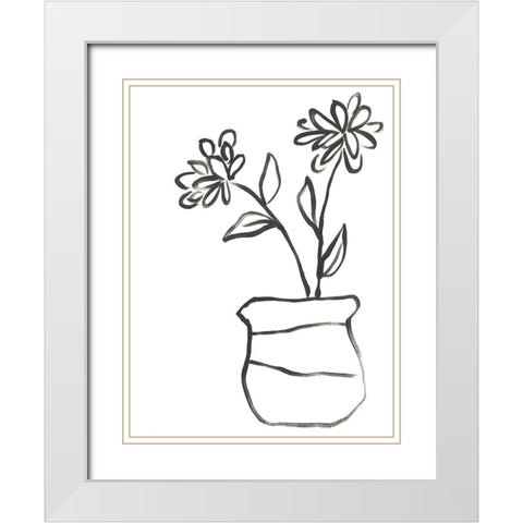 Budding Vase II White Modern Wood Framed Art Print with Double Matting by Vess, June Erica