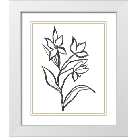 Jonquil Gesture I White Modern Wood Framed Art Print with Double Matting by Vess, June Erica