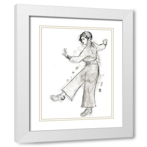 Charleston Dancers I White Modern Wood Framed Art Print with Double Matting by Vess, June Erica
