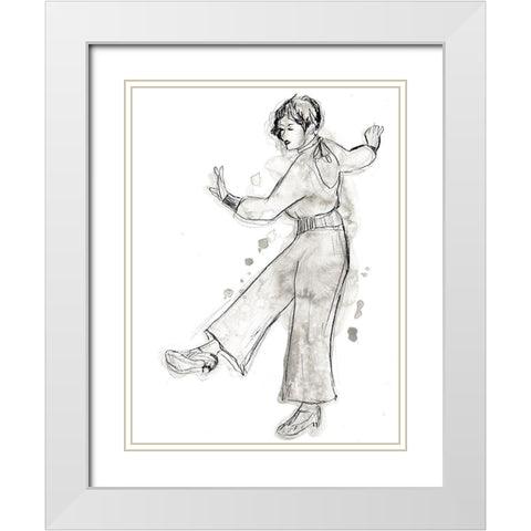 Charleston Dancers I White Modern Wood Framed Art Print with Double Matting by Vess, June Erica