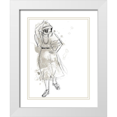 Charleston Dancers II White Modern Wood Framed Art Print with Double Matting by Vess, June Erica