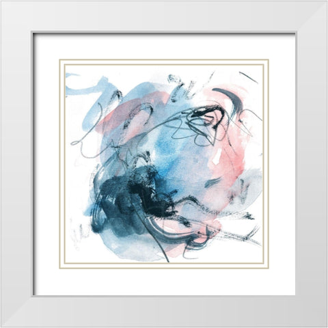 Abstracted Blues I White Modern Wood Framed Art Print with Double Matting by Wang, Melissa