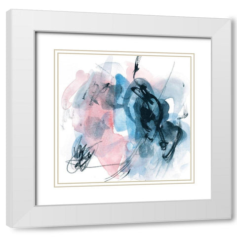 Abstracted Blues II White Modern Wood Framed Art Print with Double Matting by Wang, Melissa