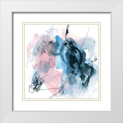Abstracted Blues II White Modern Wood Framed Art Print with Double Matting by Wang, Melissa