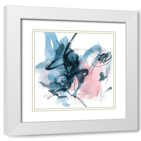 Abstracted Blues III White Modern Wood Framed Art Print with Double Matting by Wang, Melissa