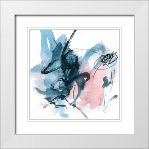 Abstracted Blues III White Modern Wood Framed Art Print with Double Matting by Wang, Melissa