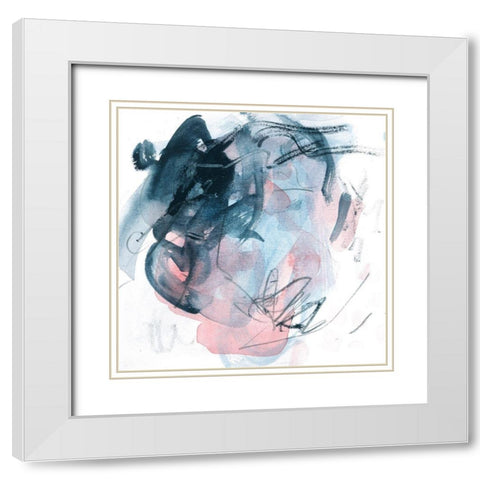 Abstracted Blues IV White Modern Wood Framed Art Print with Double Matting by Wang, Melissa